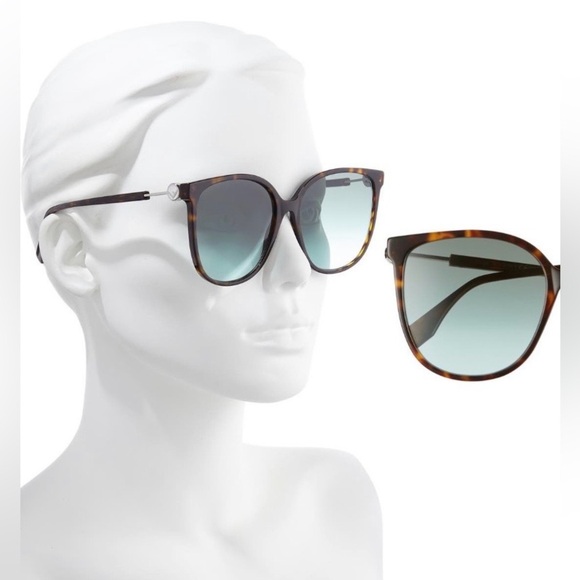 FENDI NWT Cat Eye Sunglasses Tortoise Aqua Gradient Chic Iconic 58mm main image 13